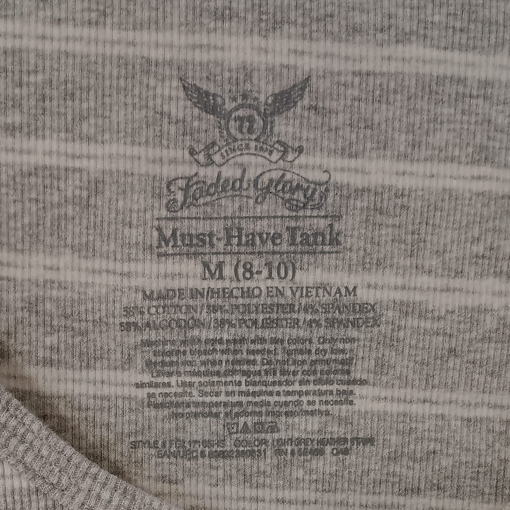 Faded Glory grey and white ribbed tank top